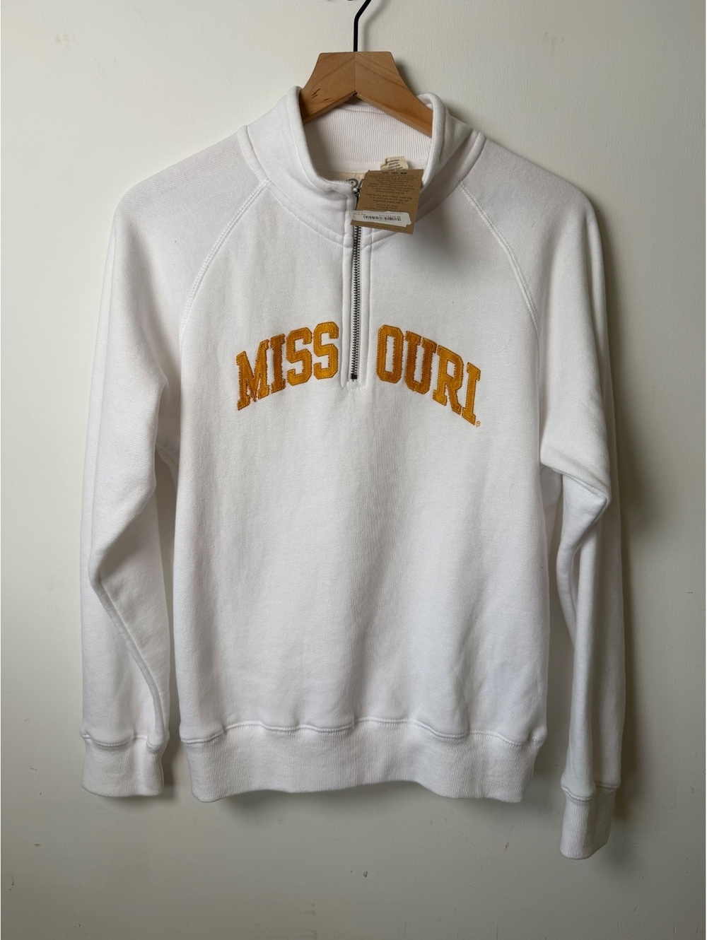 Blue 84 Missouri Tigers 1/4 Zip Sanded Fleece Pullover White NWT Size M
